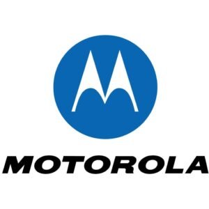 motorola brand logo phone symbol blue with name black design usa mobile illustration free vector